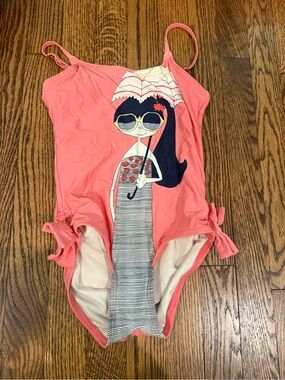 Marc Jacobs Coral Girls One-Piece Swimsuit with Beach Girl Graphic